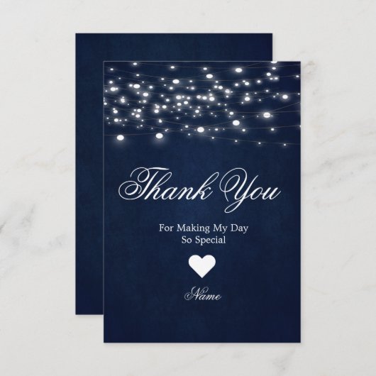 Marineblauwe dankkaart bedankkaart (Voorkant / Achterkant)