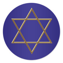 Marineblauwe Davidsterstickers met goud
