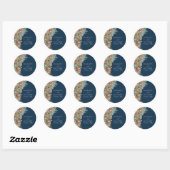 Marineblauwe den ronde sticker (Vel)