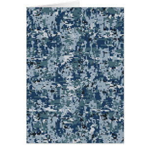 Marineblauwe Digitale Pixels Camouflage Decor