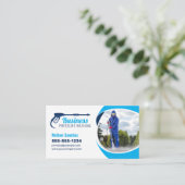 Marineblauwe druk wassen power wassen reiniging visitekaartje (Staand voorkant)
