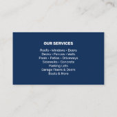 Marineblauwe druk wassen power wassen reiniging visitekaartje (Achterkant)