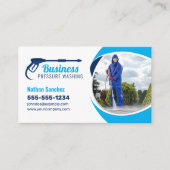 Marineblauwe druk wassen power wassen reiniging visitekaartje (Voorkant)
