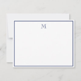 Marineblauwe Eenvoudige Klassieke Vintage Initiële Notitiekaartje