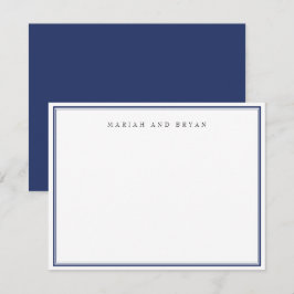 Marineblauwe Eenvoudige Moderne Elegante Rand Kopp Notitiekaartje
