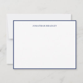 Marineblauwe Eenvoudige Rand Elegante Typografie Notitiekaartje