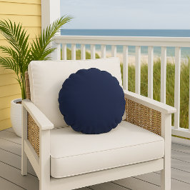 Marineblauwe Effen Kleur Eenvoudige Decoratieve Ac Rond Kussen