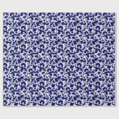 Marineblauwe Elegante Damastprint Cadeaupapier (Vlak)