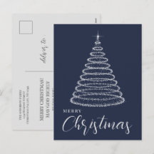 Marineblauwe elegante kerstvakantie ansichtkaart