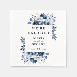 Marineblauwe Elegante Landelijke Bloem Verlovingsf Servet