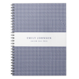 Marineblauwe Elegante Minimalistische Houndstooth Notitieboek