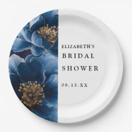 Marineblauwe Elegante Moderne Bruiloft Feestelijke Papieren Bordje