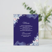 Marineblauwe elegante trouwmenu kaart (Staand voorkant)