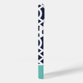 Marineblauwe en aqua tralies monogram Case-Mate iPhone case (Achterkant / Rechts)