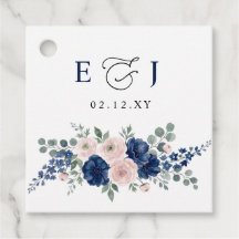 Marineblauwe en Blush Bloemige Moderne Trouwdag