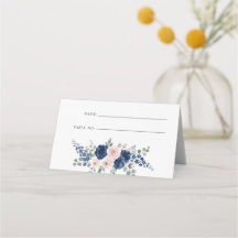 Marineblauwe en Blush Bloemige Moderne Trouwdag