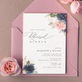 marineblauwe en blushkleurige bloemendiner de avon kaart