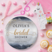 Marineblauwe en gouden bruiloft Paper Plate Papieren Bordje (Feest)