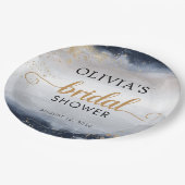 Marineblauwe en gouden bruiloft Paper Plate Papieren Bordje (Gekanteld)