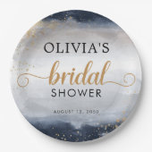 Marineblauwe en gouden bruiloft Paper Plate Papieren Bordje (Voorkant)