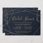 Marineblauwe en gouden geometrische elegante bruid kaart (Voorkant / Achterkant)