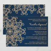 Marineblauwe en gouden Indiase stijl bruidsdouche Kaart (Voorkant / Achterkant)