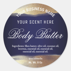 Marineblauwe en gouden labels