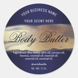 Marineblauwe en gouden labels