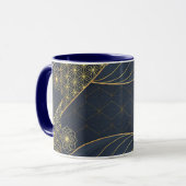 Marineblauwe en gouden moderne boho aangepaste log mok (Voorkant links)