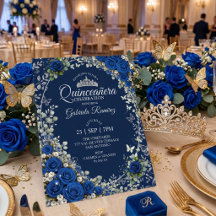Marineblauwe en koningsblauwe Quinceañera zilveren