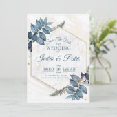  Marineblauwe en lichtblauwe waterverf bloemstuk a Kaart (Staand voorkant)