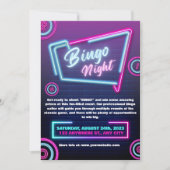 Marineblauwe en neon moderne bingo-avond uitnodigi kaart (Voorkant)