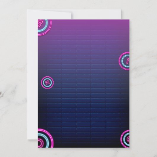 Marineblauwe en neon moderne bingo-avond uitnodigi kaart (Achterkant)