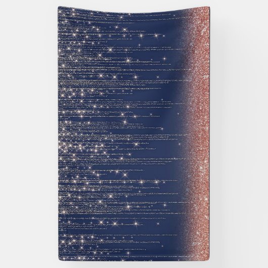 Marineblauwe en roze gouden glitters schitterende spandoek (Verticaal)