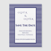 Marineblauwe en wit gestreepte magnetische kaart (Voorkant)