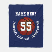 Marineblauwe en witte basketbal fleece deken (Voorkant)