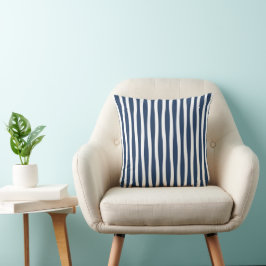 Marineblauwe en witte golvende streep kussenhoes kussen