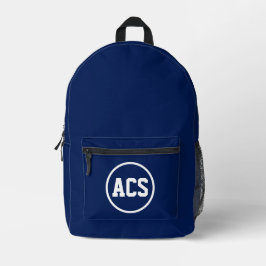 Marineblauwe en witte schoolkleuren en letters bedrukte rugzak