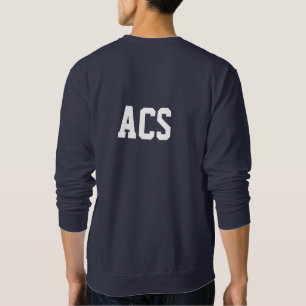 Marineblauwe en witte schoolkleuren en letters trui