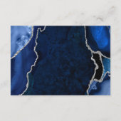 Marineblauwe en zilveren agaat huwelijksreceptie informatiekaartje (Achterkant)
