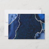 Marineblauwe en Zilveren Agaat Marmeren RSVP Kaartje (Achterkant)