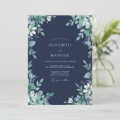 Marineblauwe Ethische Bosbruiloft Kaart (Staand voorkant)
