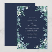 Marineblauwe Ethische Bosbruiloft Kaart (Voorkant / Achterkant)