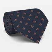 Marineblauwe Fleur-de-Lis Goud & Bourgondi Accente Stropdas (Opgerold)