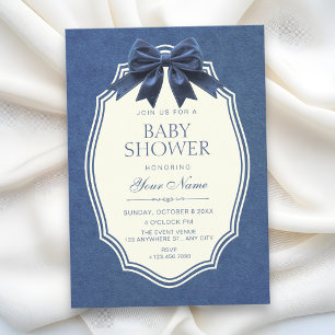 Marineblauwe fluwelen vintage elegante baby shower kaart