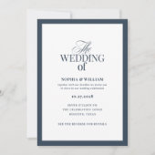 Marineblauwe formele bruiloft met RSVP QR-code Kaart (Voorkant)