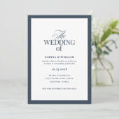Marineblauwe formele bruiloft met RSVP QR-code Kaart (Staand voorkant)