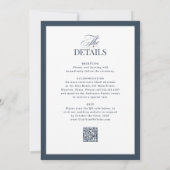 Marineblauwe formele bruiloft met RSVP QR-code Kaart (Achterkant)