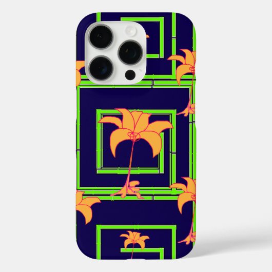 Marineblauwe Geo Bloemmotief Case-Mate iPhone Case (Achterkant)