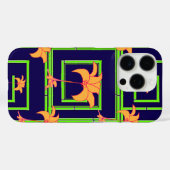 Marineblauwe Geo Bloemmotief Case-Mate iPhone Case (Achterkant (horizontaal))